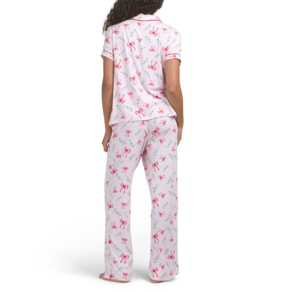 TART Pink 2pc Bows And Sprigs Pajama Set - Picture 2 of 2